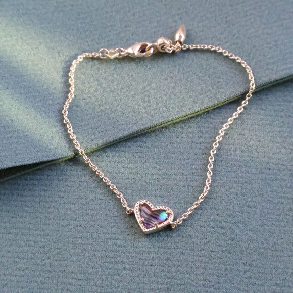 Kendra Scott Ari Heart Chain Bracelet Abalone Shell Gold - Picture 2 of 2